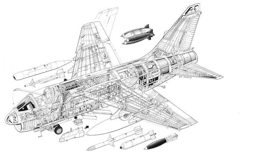 A 7 Corsair II cutaway A4 Photo Print