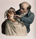 A Barber Shaving A Man Who Looks Extremely Fearful. Lithogra Wellcome V0019694 barber advert A4 Photo Print