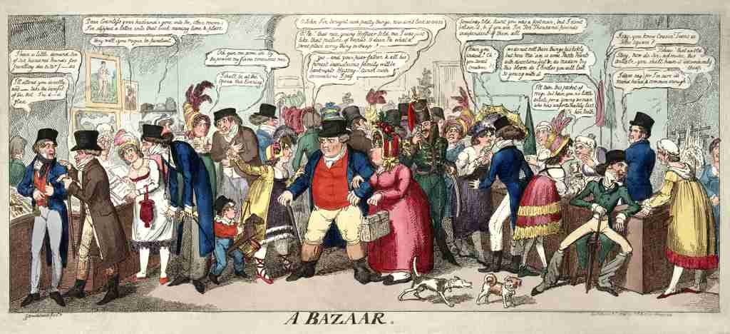 A Bazaar 1816 Cartoon Joke 001 Vintage A4 Photo Print