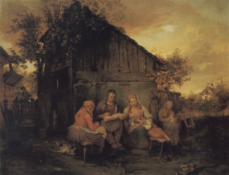 A Family Resting At Sunset Art A4 Photo Print