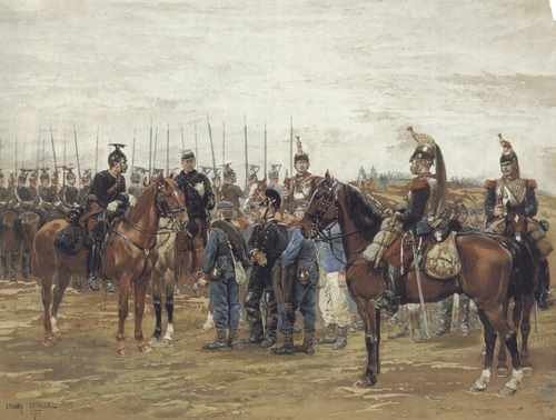 A French Cavalry Officer Guarding Captured Bavarian Soldiers A4 Photo Print