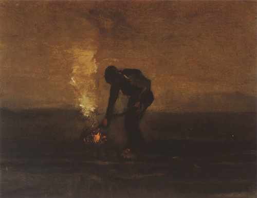 A Peasant Burns Weeds Drente 1883 A4 Photo Print