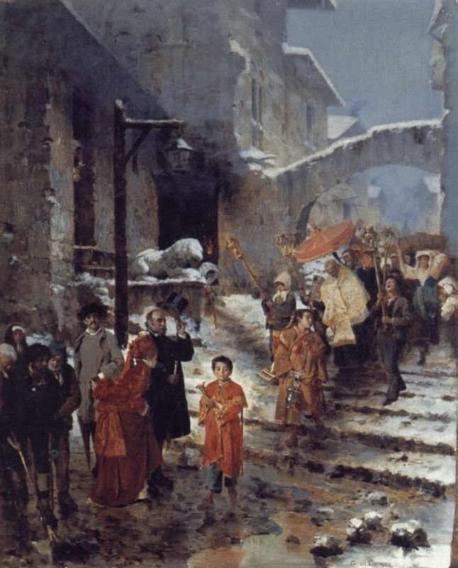 A Religious Procession in Winter Art A4 Photo Print
