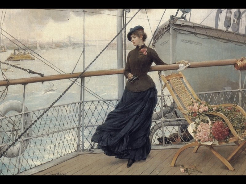 A Scottish Lady On A Boat Arriving In New York Art A4 Photo Print UK