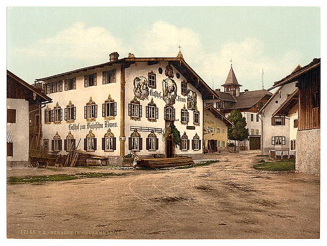 A Street Oberammergau Upper Bavaria Vintage A4 Photo Print