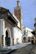 A Street Scene With a Mosque Tangier  A4 Photo Print