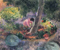 A Woman And Child In The Garden A4 Photo Print