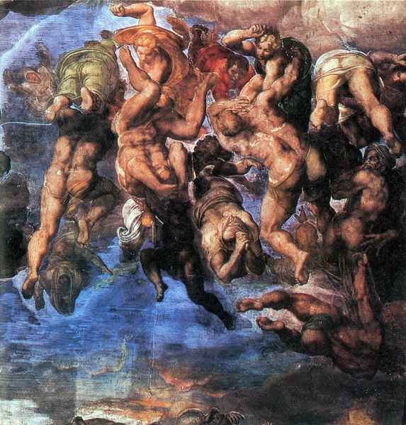A group fighting Damned by Michelangelo A4 Photo Print
