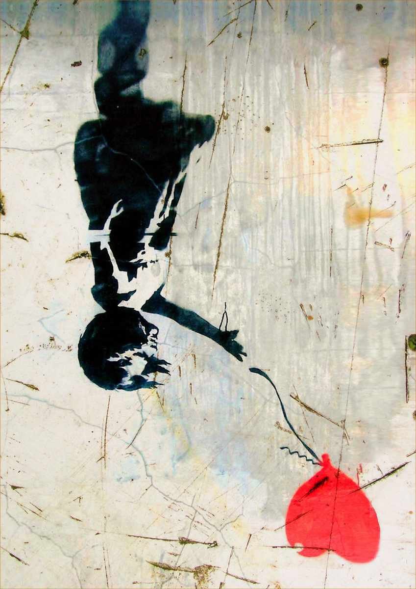 AGed Banksy Bristol Graffiti girl with red balloon 2 A4 Photo Print