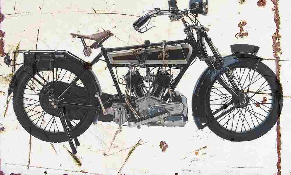 AJS Model D 1915 Aged Vintage A4 Photo Print
