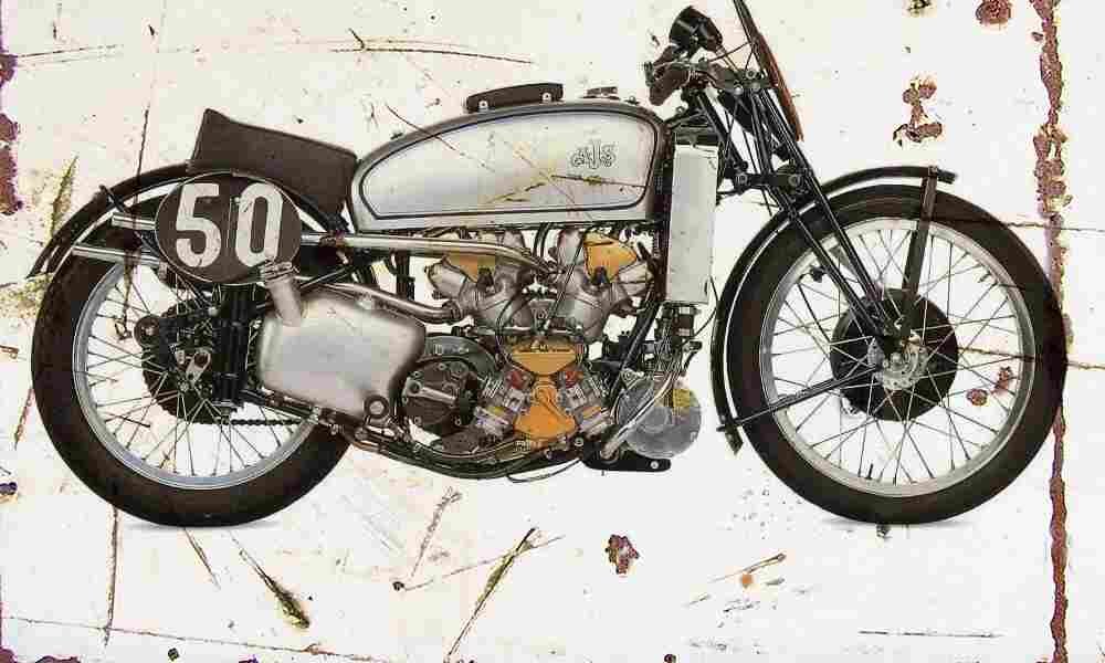 AJS Supercharged Vfour 1939 Aged Vintage A4 Photo Print