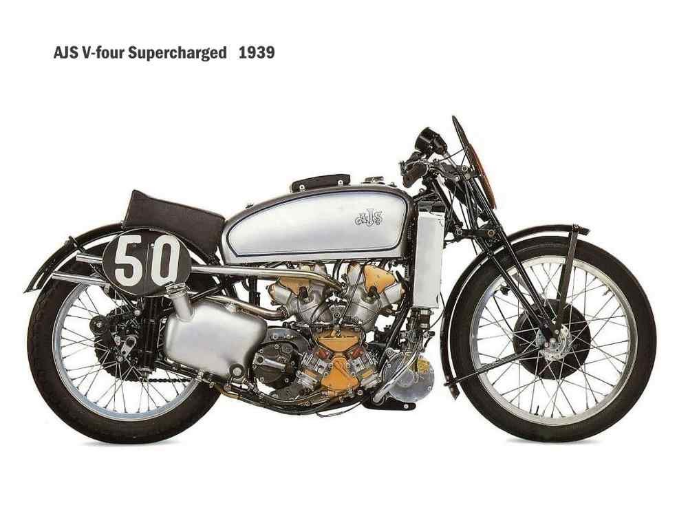AJS Supercharged Vfour 1939 motorbike A4 Photo Print