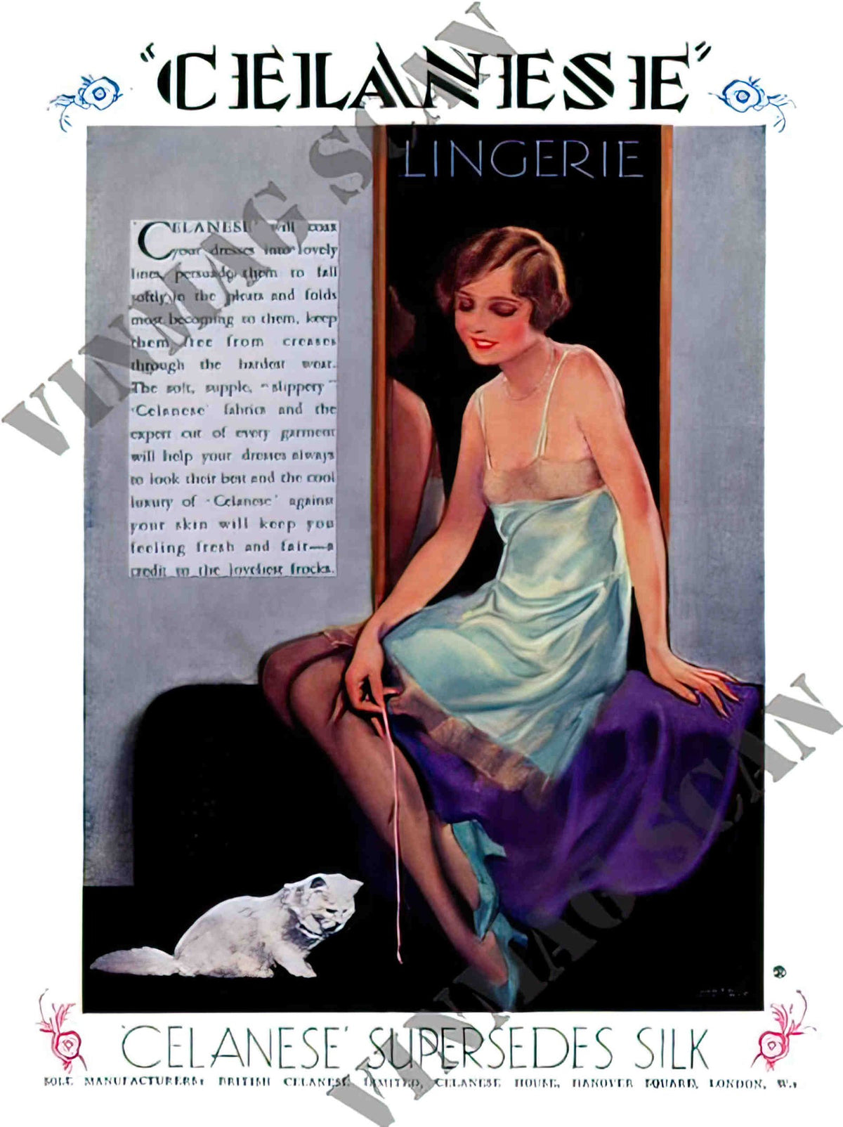 AP1173 celanese fabrics art deco fashion advert 1920s 2 Advert A4 Photo Print
