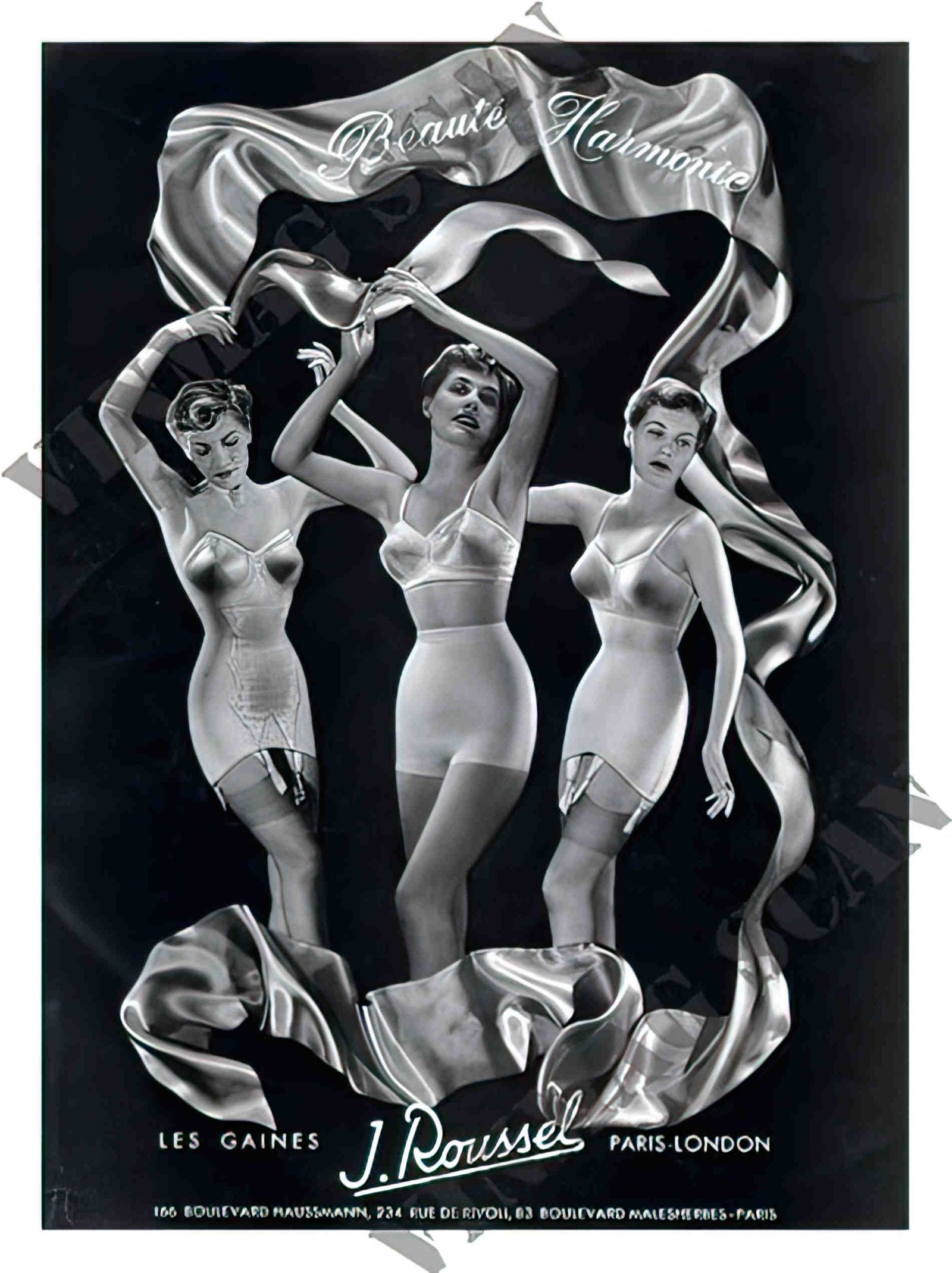 AP1378 beaute harmonie lingerie advert 1940s 2 Advert A4 Photo Print