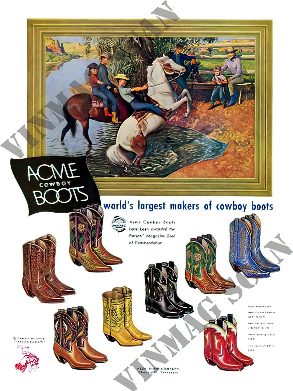 AP1542 acme cowboy boots 1950s 2 Advert A4 Photo Print