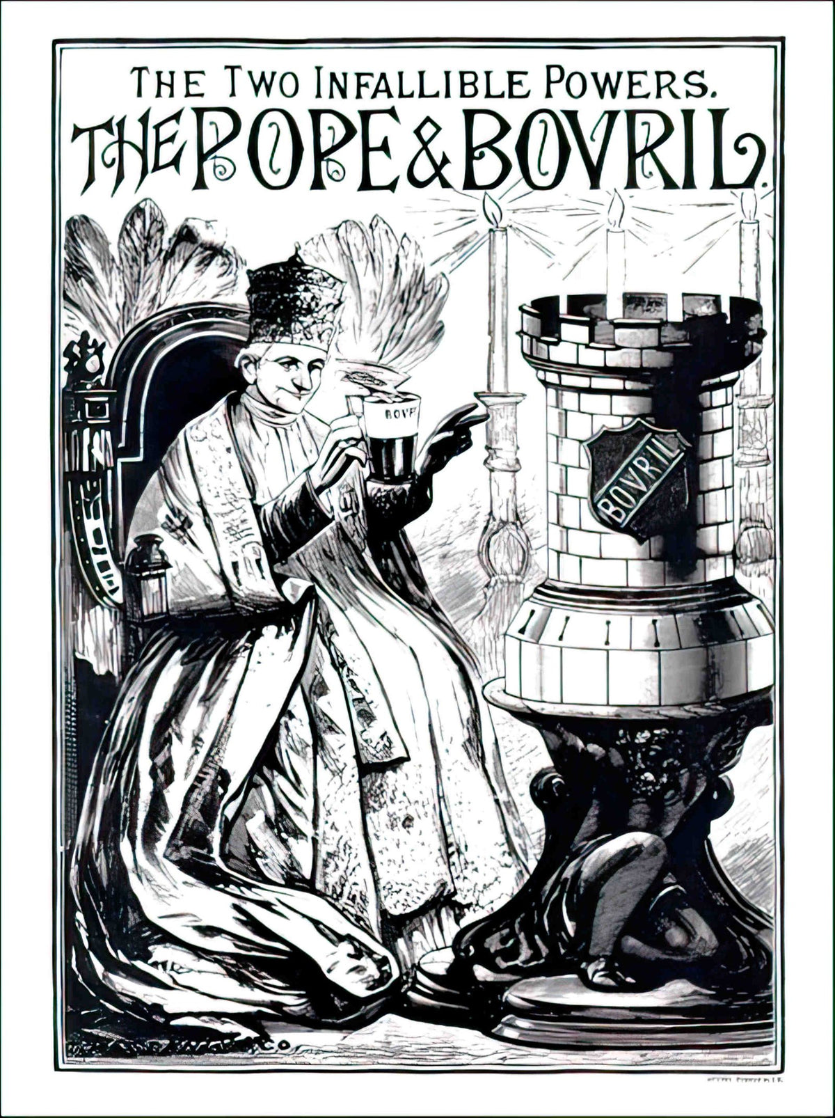 AP1581 the pope and bovril victorian advert 1 Advert A4 Photo Print