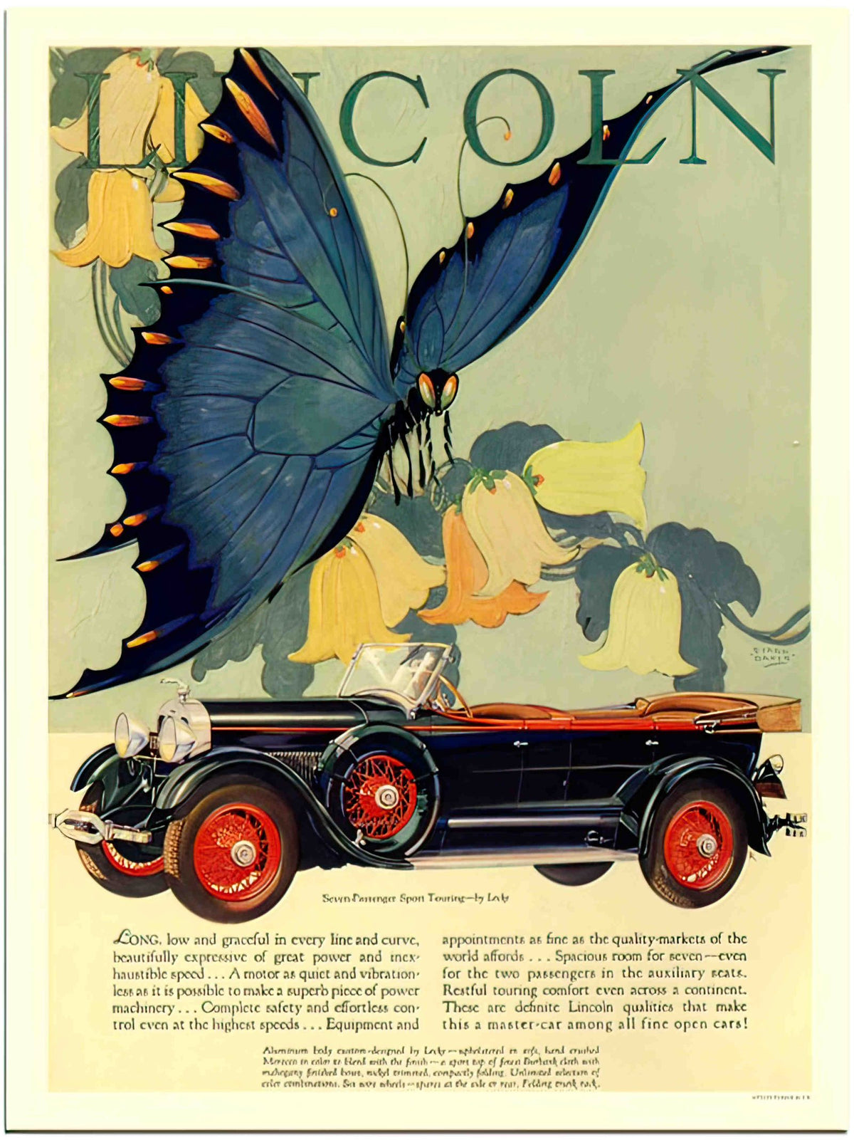 AP2120 lincoln art deco car advert 2 Advert A4 Photo Print