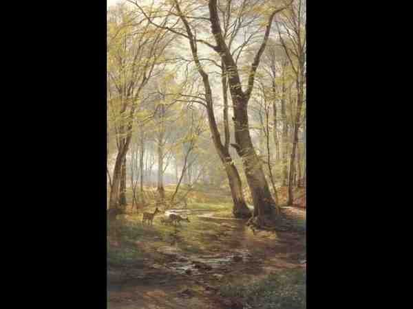 Aagaard Carl Frederick A Woodland Scene With Deer2 A4 Photo Print