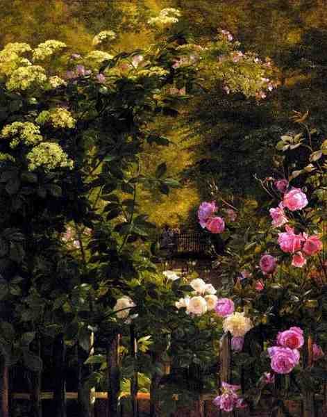 Aagaard Carl Frederick The Rose Garden A4 Photo Print