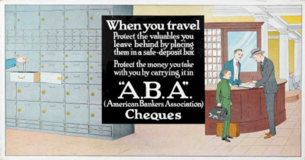 Aba Cheques Bank Vintage Retro Advert Poster A4 Photo Print