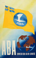 Aba Swedish Air Vintage Retro Advert Poster A4 Photo Print