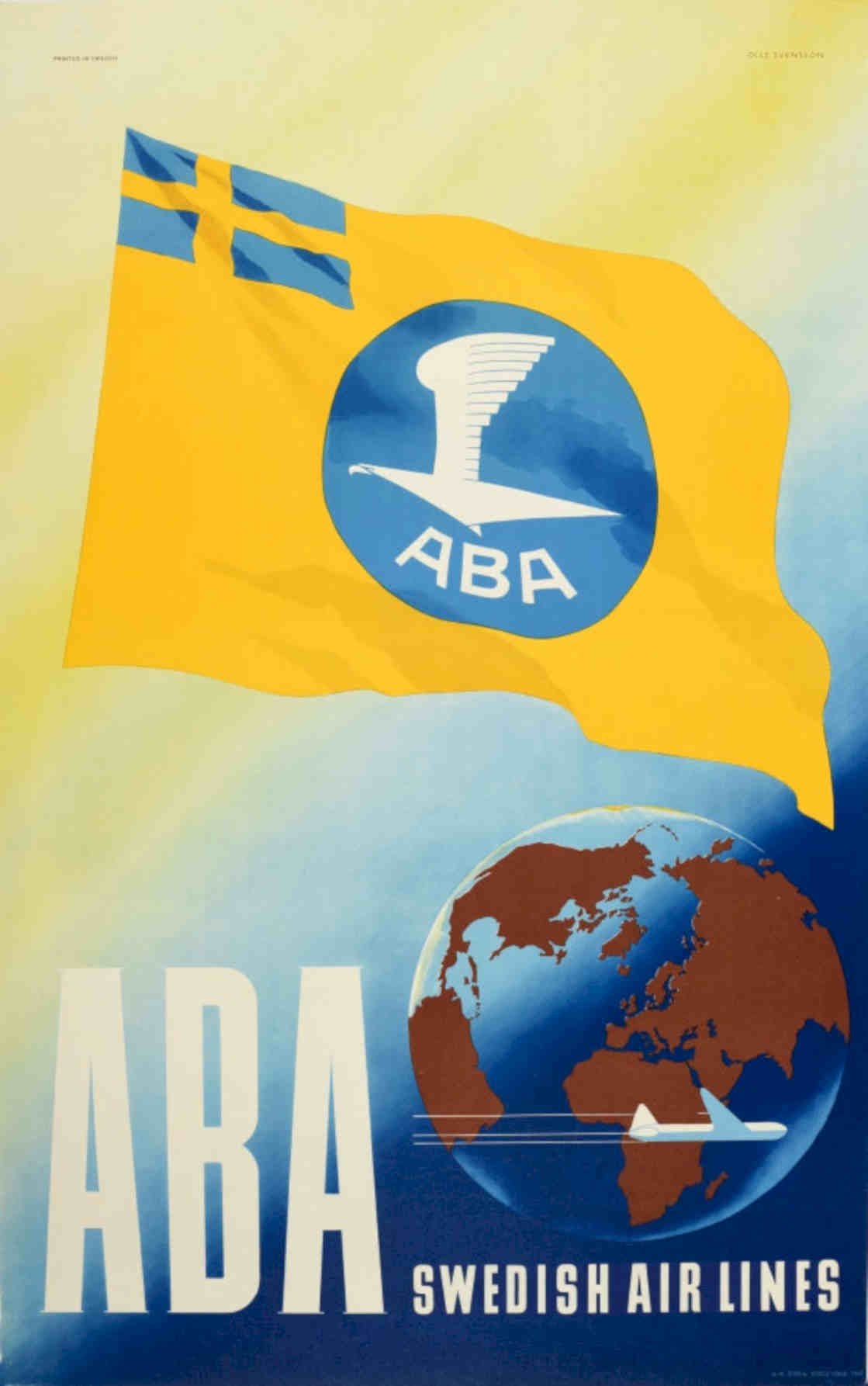 Aba Swedish Air Vintage Retro Advert Poster A4 Photo Print