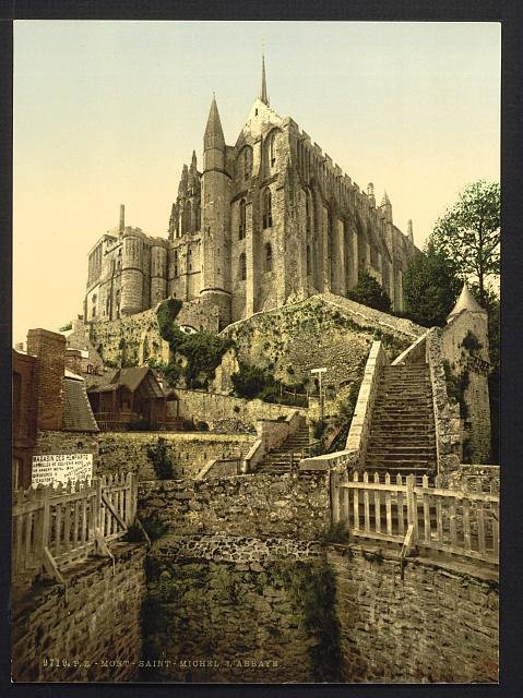 Abbey Mont St Michel Vintage A4 Photo Print