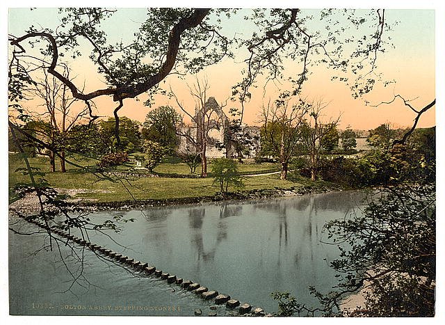 Abbey stepping stones I Bolton Vintage A4 Photo Print