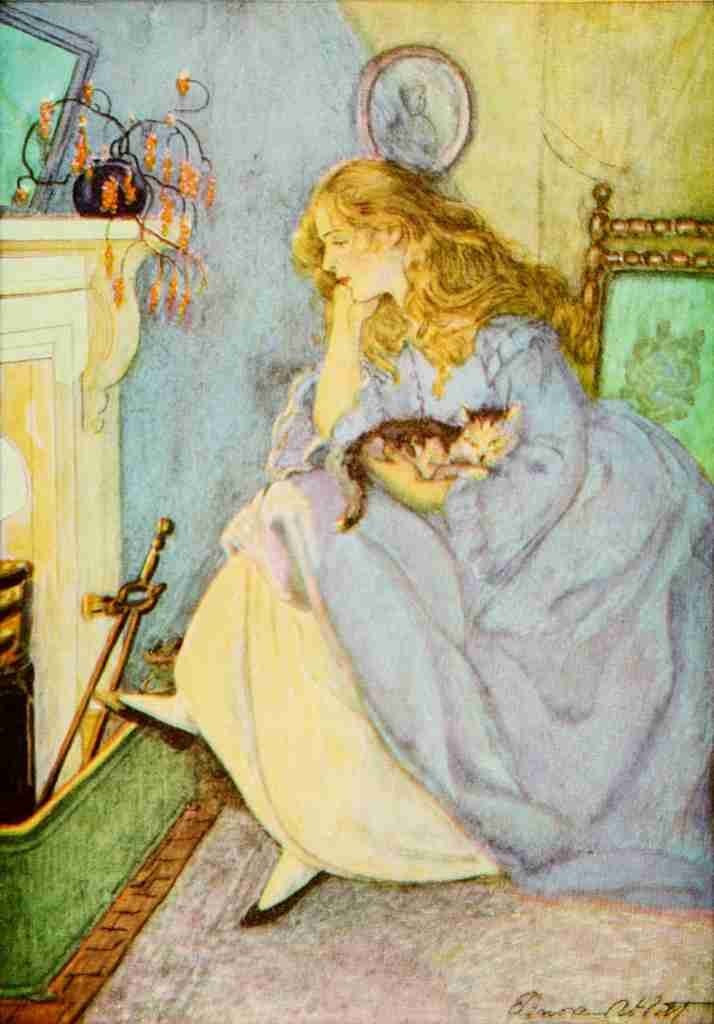 Abbott Plaisted An Old fashioned Girl 1911 Oh Puss what a fool I am A4 Photo Print