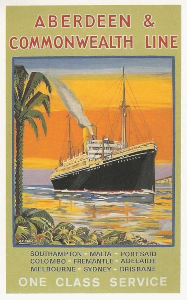 Aberdeen Ship Sunset Vintage Retro Advert Poster A4 Photo Print