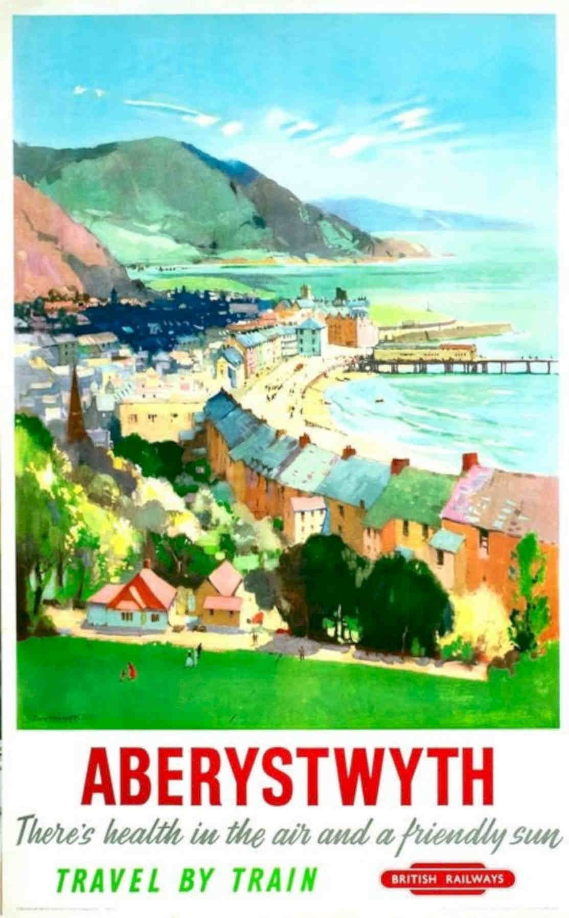 Aberystwyth Coast Train Vintage Retro Advert Poster A4 Photo Print