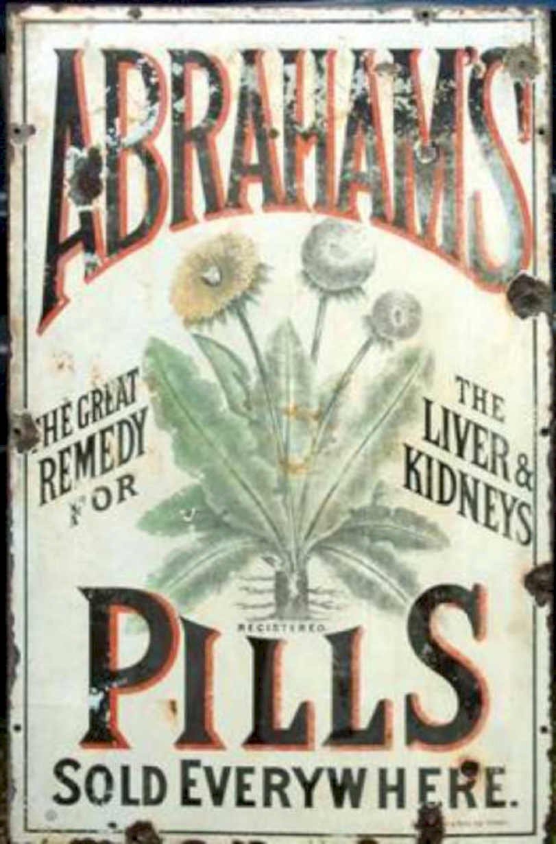 Abrahams Pills Sign Vintage Retro Advert Ads A4 Photo Print