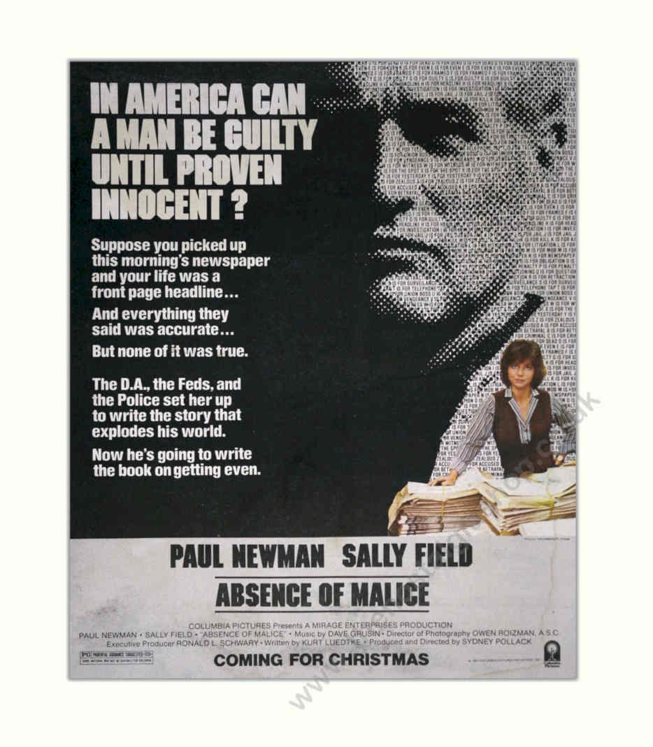 Absence Malice Poster Vintage Retro Advert Poster A4 Photo Print