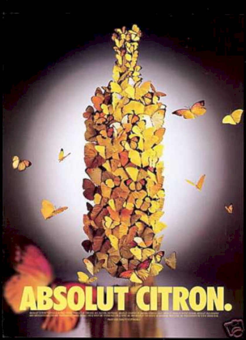 Absolut Citron Butterfly Vintage Retro Advert Ads A4 Photo Print