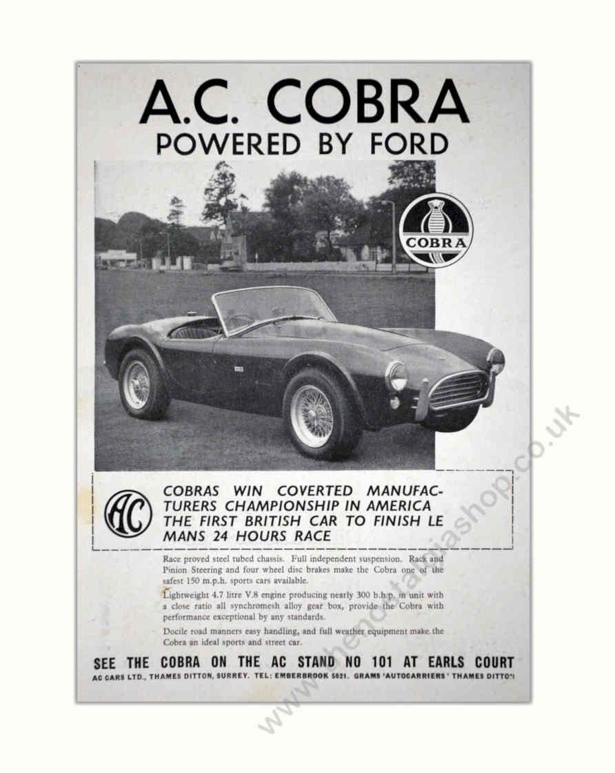 Ac Cobra Powerd Vintage Retro Advert Poster A4 Photo Print
