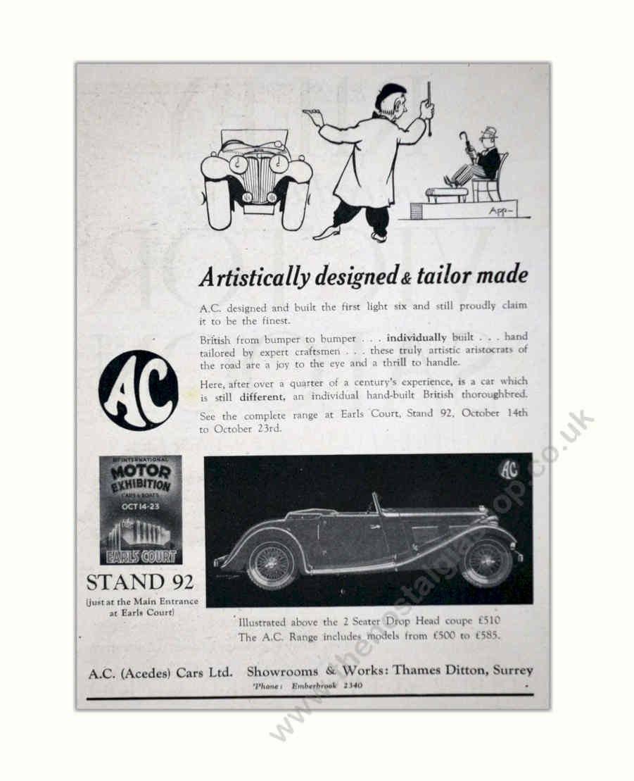 Acades Coupe 1936 Vintage Retro Advert Poster A4 Photo Print