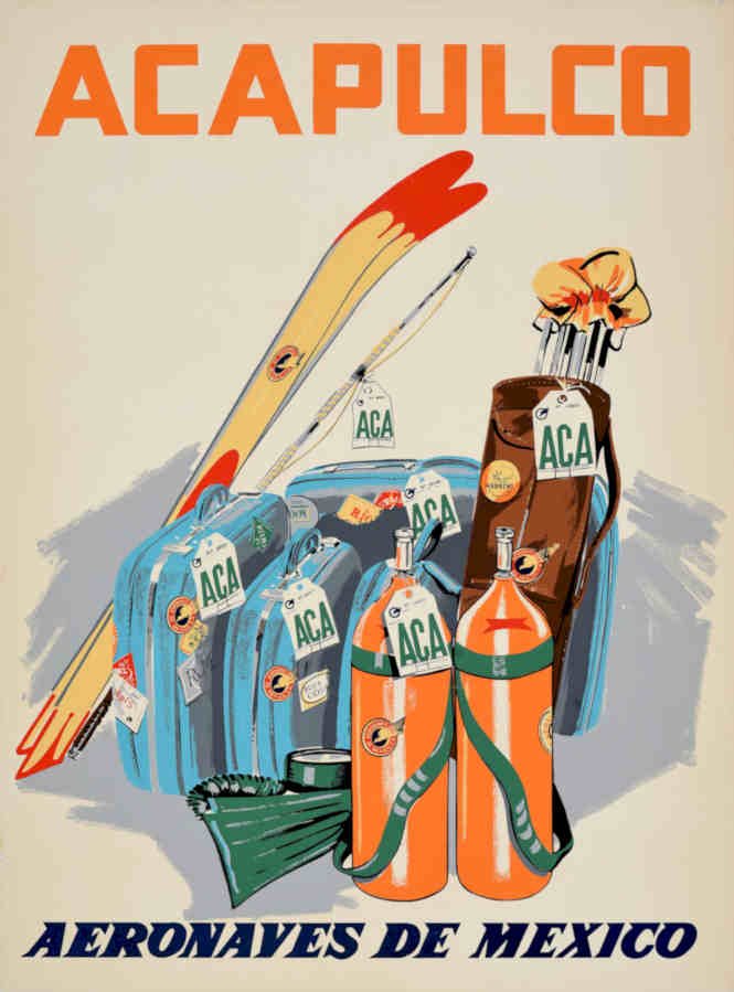 Acapulco Aeroneaves Mexico Vintage Retro Advert Poster A4 Photo Print