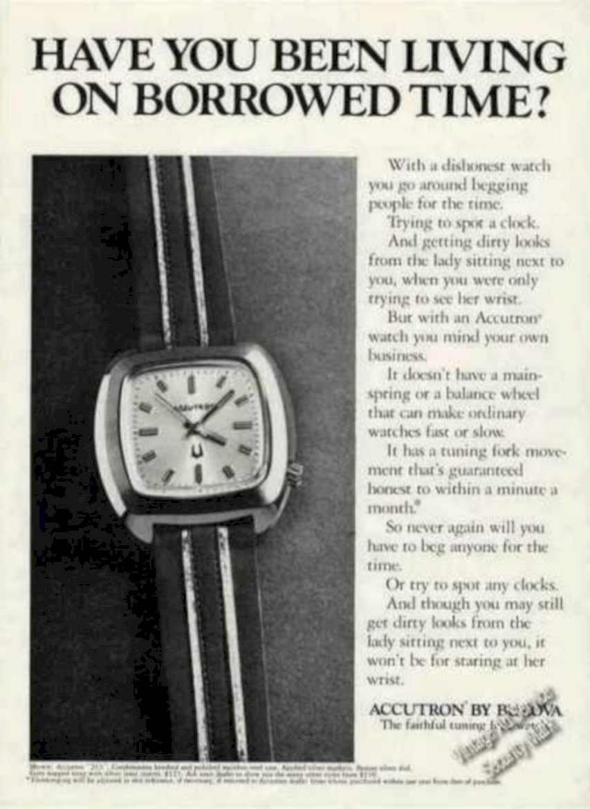 Accutron Watch Blue Vintage Retro Advert Ads A4 Photo Print