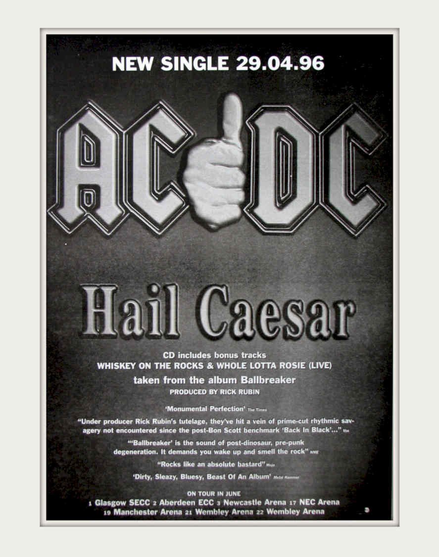 Acdc Hail Caesar 1 Vintage Retro Advert Poster A4 Photo Print