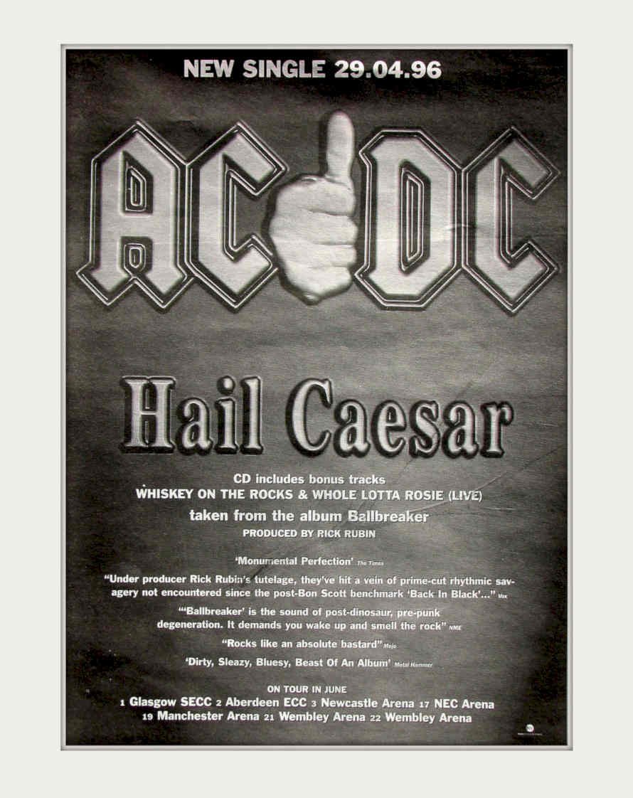 Acdc Hail Caesar Vintage Retro Advert Poster A4 Photo Print