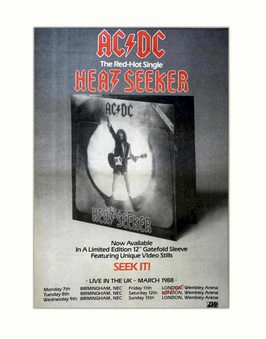 Acdc Heatseeker Poster Vintage Retro Advert Poster A4 Photo Print