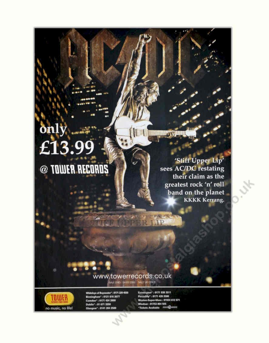 Acdc Upper Lip Vintage Retro Advert Poster A4 Photo Print