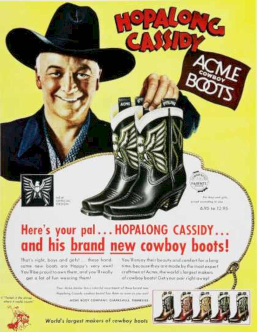 Acme Cowboy Boots Vintage Retro Advert Ads A4 Photo Print