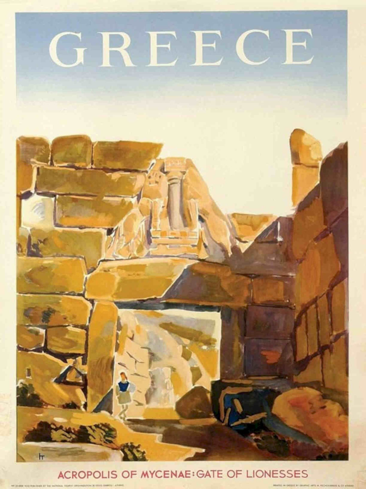 Acropolis Lionesses Greece Vintage Retro Advert Poster A4 Photo Print