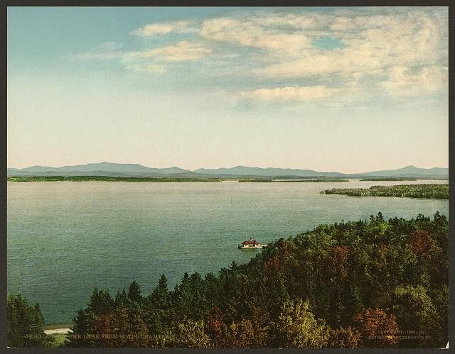 Across the lake from Hotel Champlain NY Vintage A4 Photo Print