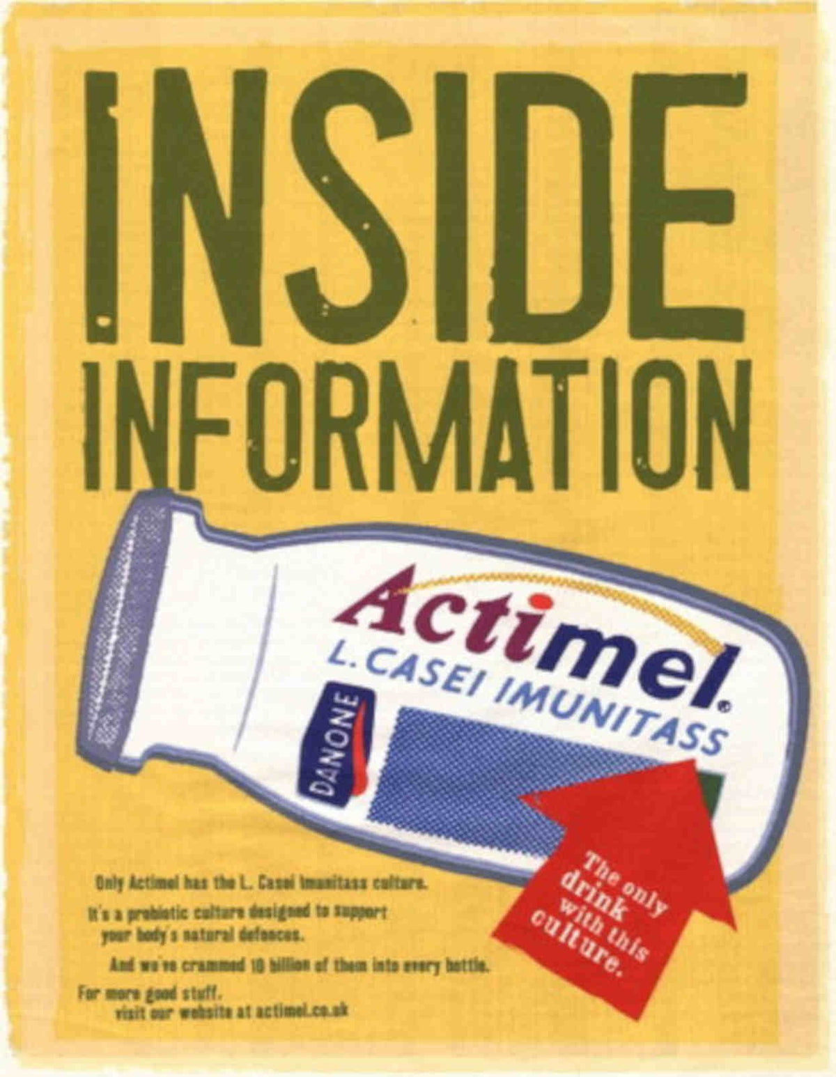 Actimel Casei Info Vintage Retro Advert Poster A4 Photo Print