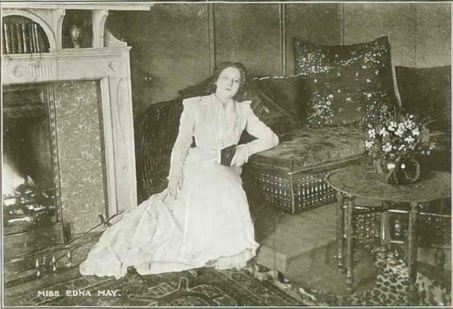 Actress Edna May by the fireplace Vintage A4 Photo Print