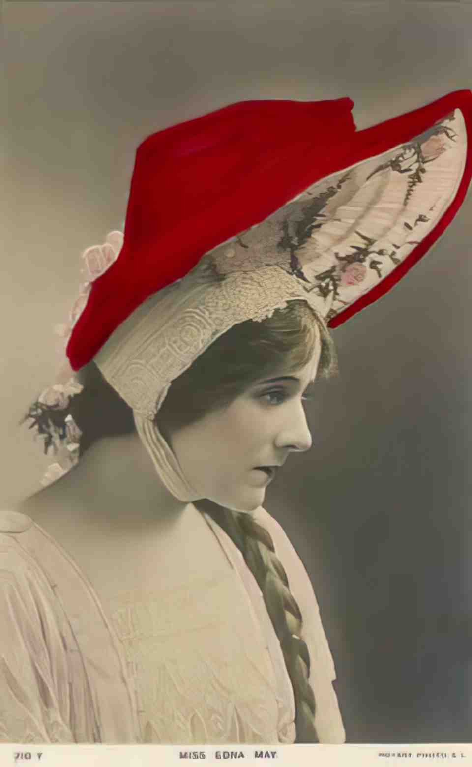 Actress Edna May in a red bonnet Vintage A4 Photo Print