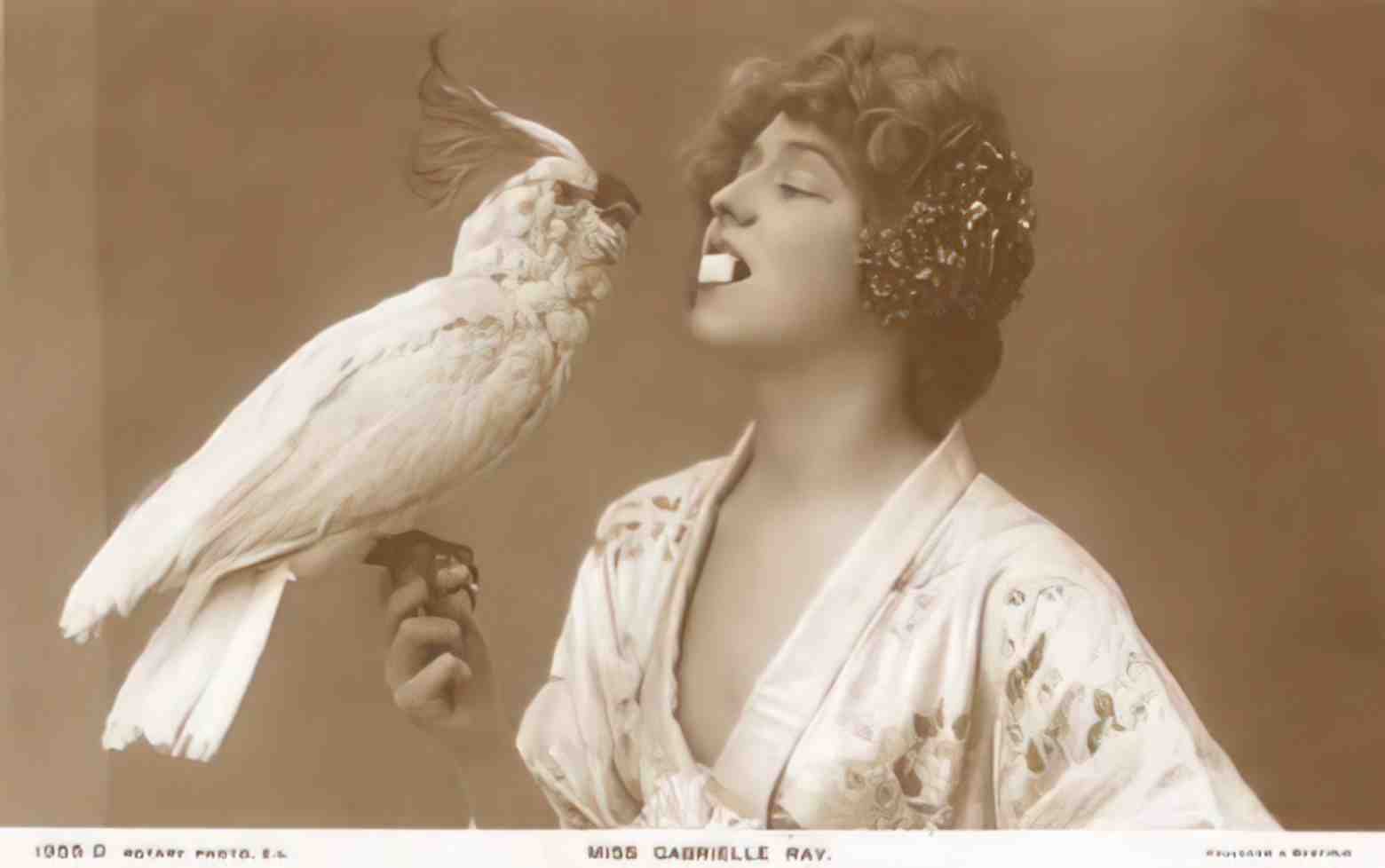 Actress Gabrielle Ray with a bird in hand Vintage A4 Photo Print