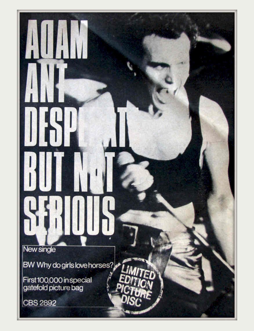 Adam Ant Desperate Vintage Retro Advert Poster A4 Photo Print